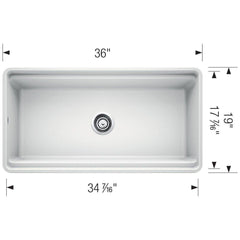 BLANCO BLANCO 523026 Profina 36 x 19 in. Fireclay Single Bowl Farmhouse Kitchen Sink in White