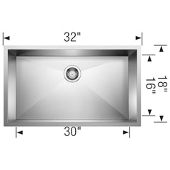 BLANCO Blanco 515820 Precision 32 x 18 in. No Hole Stainless Steel Single Bowl Undermount Kitchen Sink