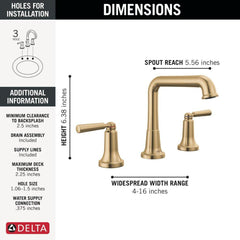 DELTA FAUCET Delta Faucet 3536-CZMPU-DST Saylor Two Handle Widespread Bathroom Faucet in Brilliance Champagne Bronze