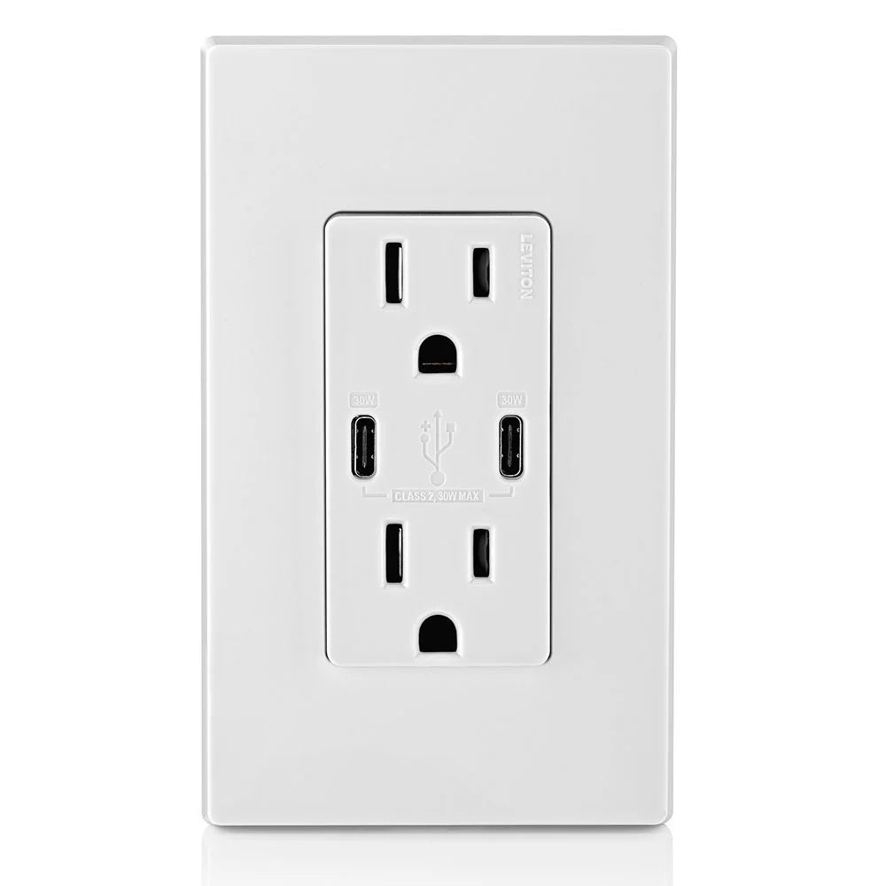 LEVITON Leviton T5635-W 15A TR Recpt USB Type C