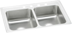 ELKAY Elkay LR33213 Lustertone Classic Stainless Steel 33 x 21-1/4 x 7-7/8 3-Hole Equal Double Bowl Drop-in Sink