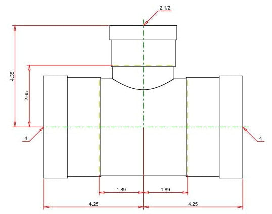 VIEGA Viega 20718 Tee Fitting ProPress XL-C 4 x 4 x 2-1/2 in