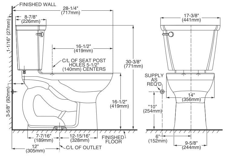 AMERICAN STANDARD American Standard 215BA104.222 Cadet 1.28 gpf Round Two Piece Toilet in Linen