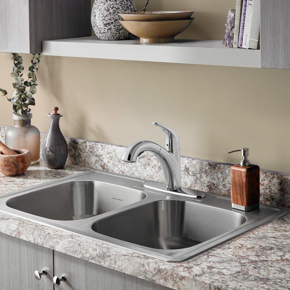 AMERICAN STANDARD American Standard 22DB.6332284S.075 Colony® 33 x 22 Stainless Steel 4-Hole Top Mount Double-Bowl Kitchen Sink