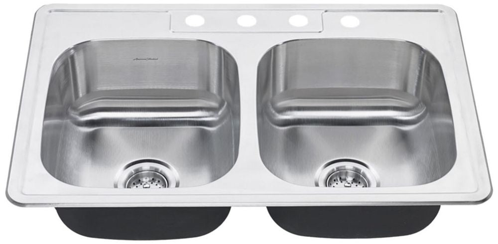 AMERICAN STANDARD American Standard 22DB.6332284S.075 Colony® 33 x 22 Stainless Steel 4-Hole Top Mount Double-Bowl Kitchen Sink