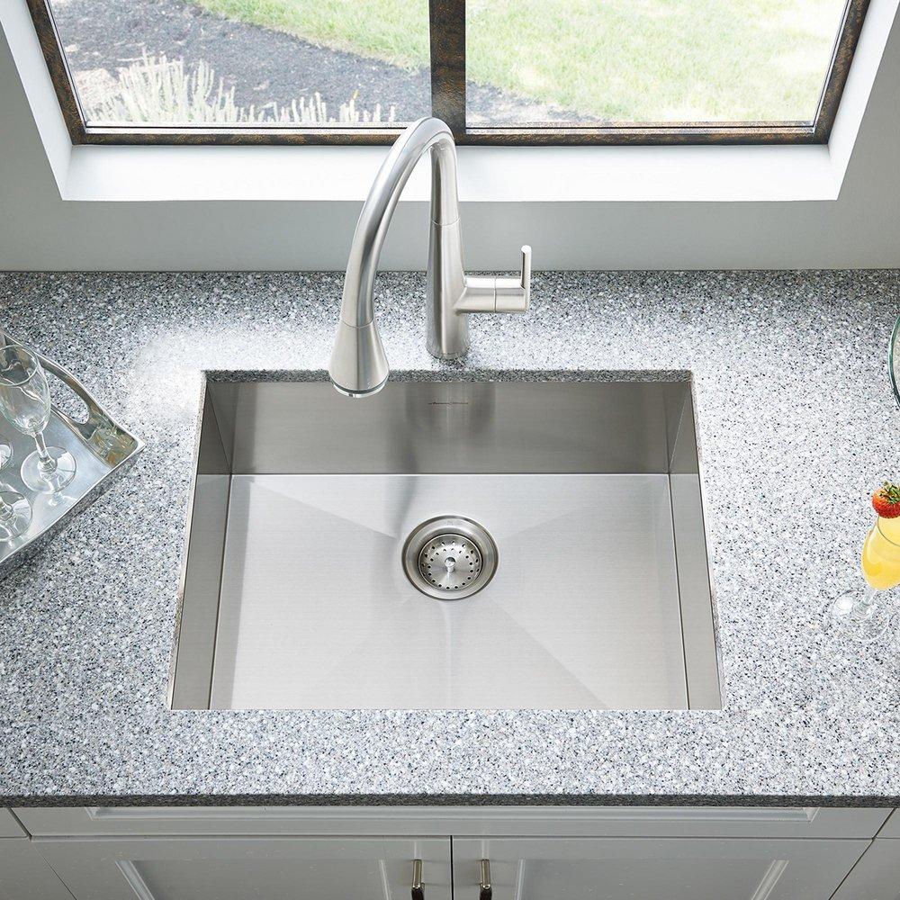 AMERICAN STANDARD American Standard 18SB.9252211.075 Edgewater 25 x 22 in. 1 Hole Stainless Steel Single Bowl Drop-in/Undermount Kitchen Sink - Drain Included