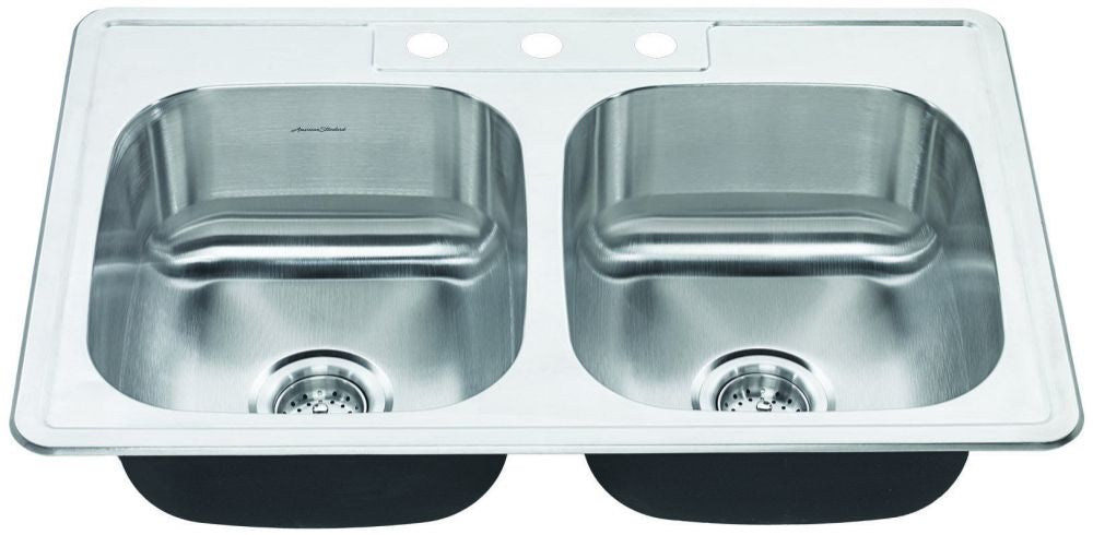 AMERICAN STANDARD American Standard 20DB.8332283S.075 Colony® 32-15/16 x 21-15/16 in. 3 Hole Stainless Steel Double Bowl Drop-in Kitchen Sink