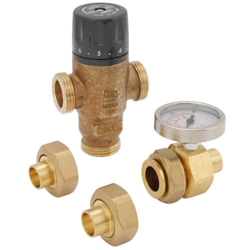 CALEFFI Caleffi 521419A MixCal 3-way Mixing Valve 1/2 Sweat w/ Temp Gauge