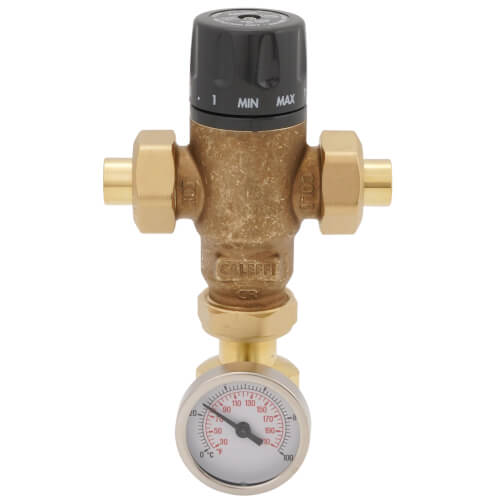 CALEFFI Caleffi 521419A MixCal 3-way Mixing Valve 1/2 Sweat w/ Temp Gauge