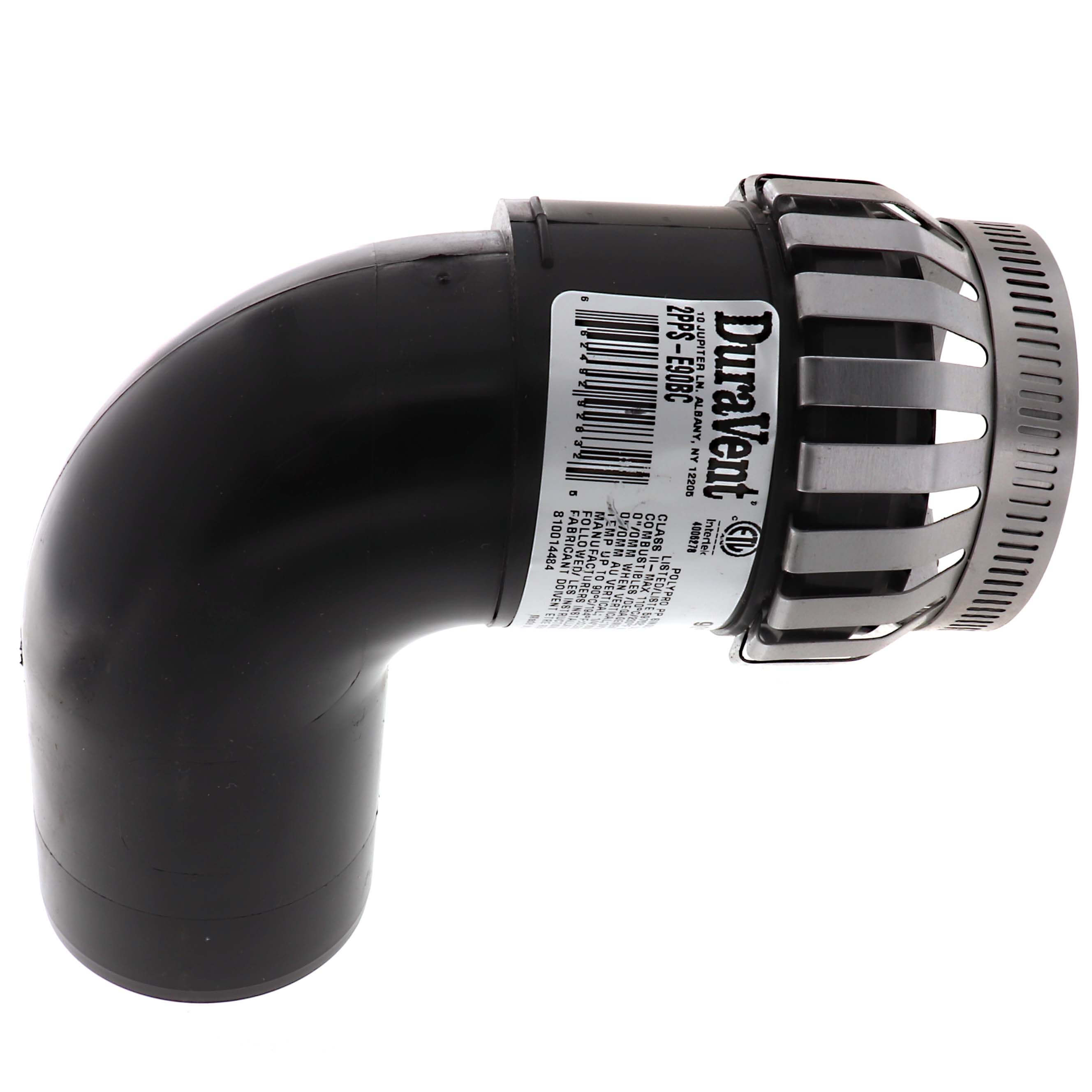 DURAVENT DuraVent 2PPS-E90BC 2 PolyPro 90 Black UV Resistant Elbow w/ LB2