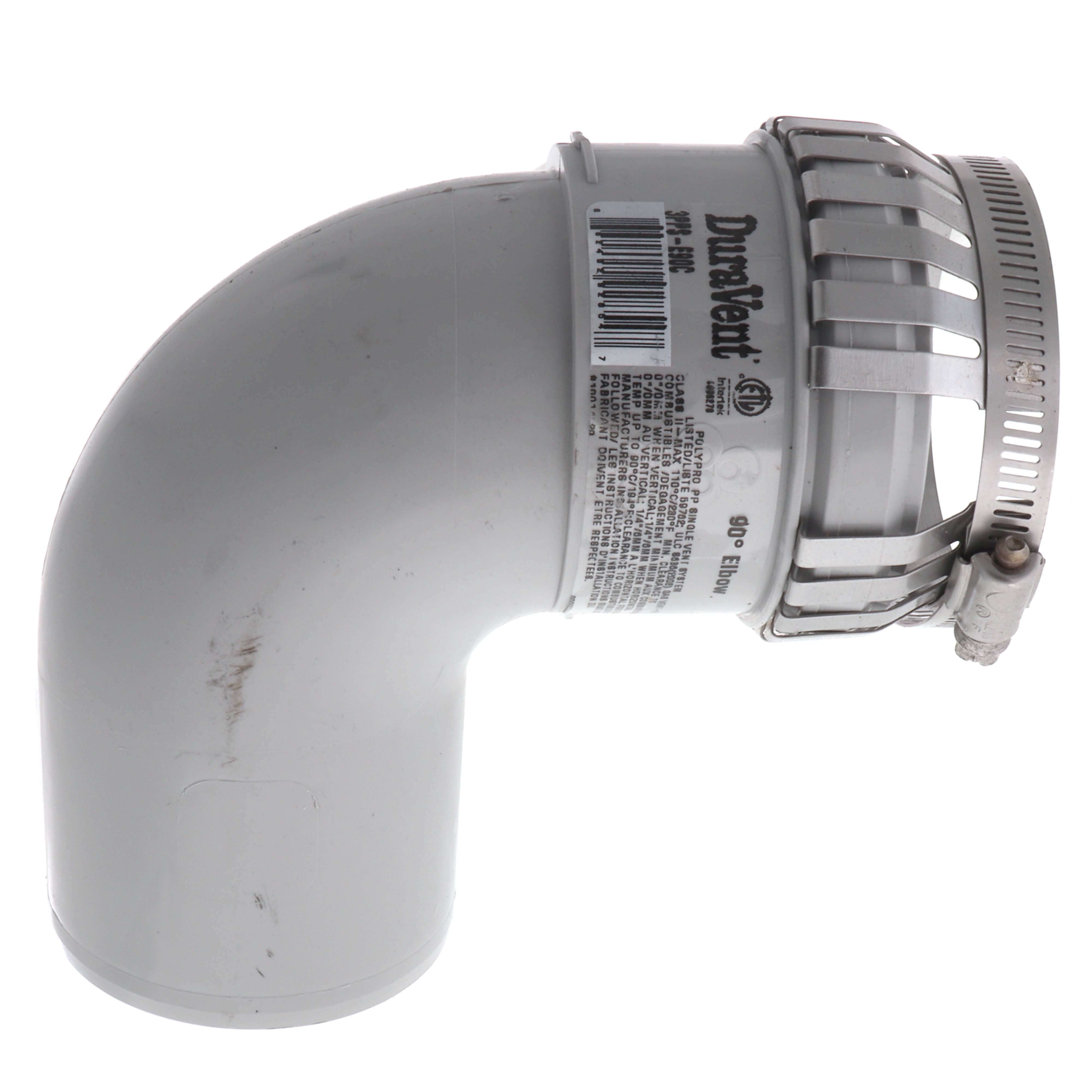 DURAVENT DuraVent 3PPS-E90C 3 PolyPro 90 Elbow w/ Locking Clamp