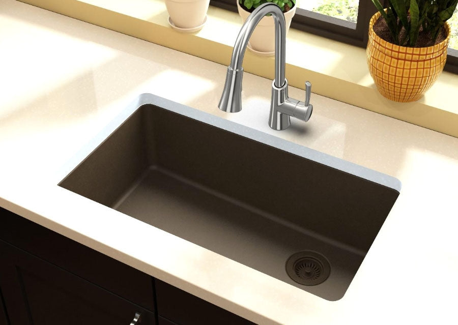ELKAY Elkay ELGU13322MC0 Quartz Classic 33 x 18-3/4 x 9-1/2 Single Bowl Undermount Sink Mocha