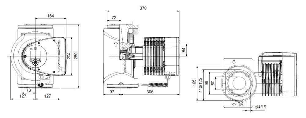 GRUNDFOS Grundfos 98126844 MAGNA3 5/6 HP 208/230V Cast Iron Circulator Pump
