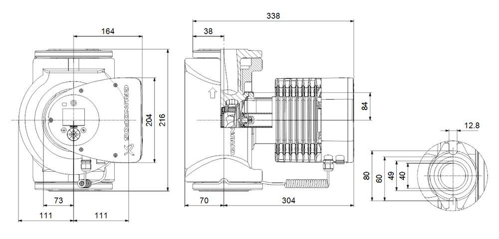 GRUNDFOS Grundfos 98126808 MAGNA3 3/4 HP 115V Cast Iron Circulator Pump