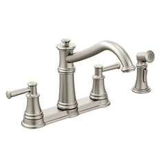 MOEN Moen 7255SRS Belfield Two Handle Bridge Kitchen Faucet with Side Spray in Spot Resist Stainless