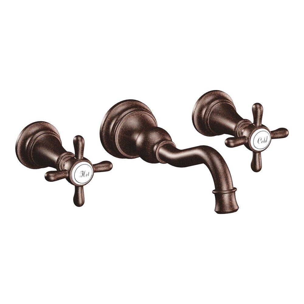 MOEN Moen TS42112ORB Weymouth Two Handle Wall Mount Bathroom Sink Faucet in Oil Rubbed Bronze