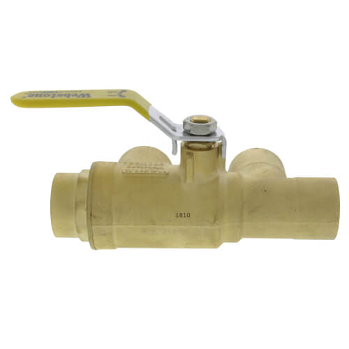 WEBSTONE Webstone 58655 1-1/4 x 1-1/4 Pro-Pal Full Port Brass Ball Valve w/ Reversible Handle, Primary/Secondary Loop Purge Tee (600 WOG)