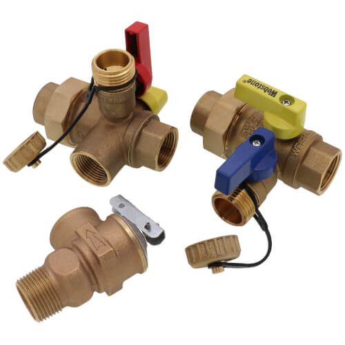 WEBSTONE Webstone H-42443WPR 3/4 FIP Union x FIP E-X-P Ultra-Compact Tankless Water Heater Service Valve Kit w/ PRV