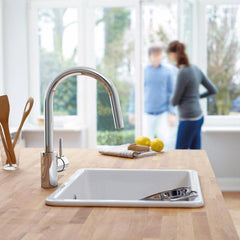 GROHE GROHE 3134910E Concetto Single Handle Pull Out Kitchen Faucet Starlight Chrome