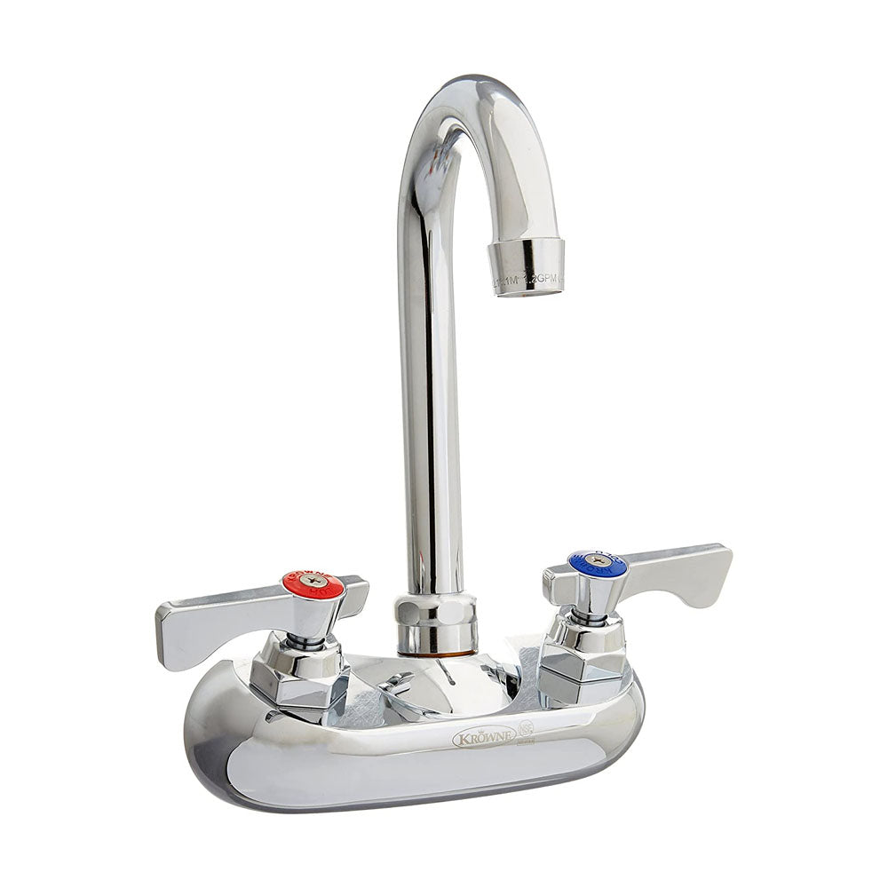KROWNE Krowne 10-400L Silver Wall Mount Faucet, 2 gpm, 4 in Center, Gooseneck Spout