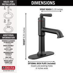DELTA FAUCET Delta Faucet 536-BLMPU-DST Saylor Single Handle Bathroom Sink Faucet in Matte Black
