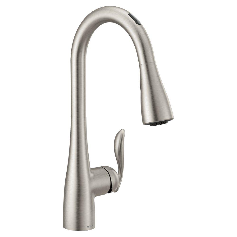 MOEN Moen 7594EVSRS Arbor Single Handle Pull Down Touchless Kitchen Faucet with Voice Activation in Spot Resist Stainless
