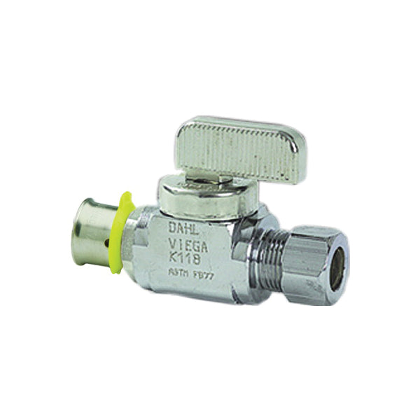 VIEGA Viega 94031 PEX Press Straight Stop Valve 1/2 x 1/4 in Press x CTS