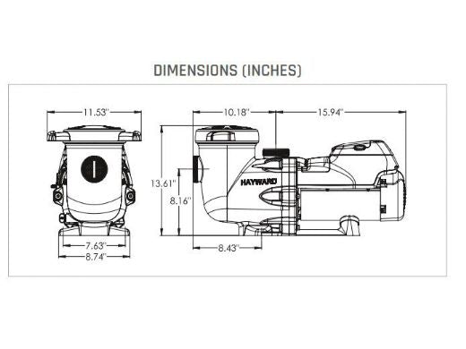 HAYWARD Hayward HCP2500VSP HCP 2000 Series TriStar Variable Speed G3 Commercial Self-Priming Pool Pump | 2.7HP 230V Single Phase | HCP2500VSP
