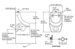 KOHLER Kohler 5016-ET-0 Dexter™ 1 gpf Siphon Jet Urinal in White
