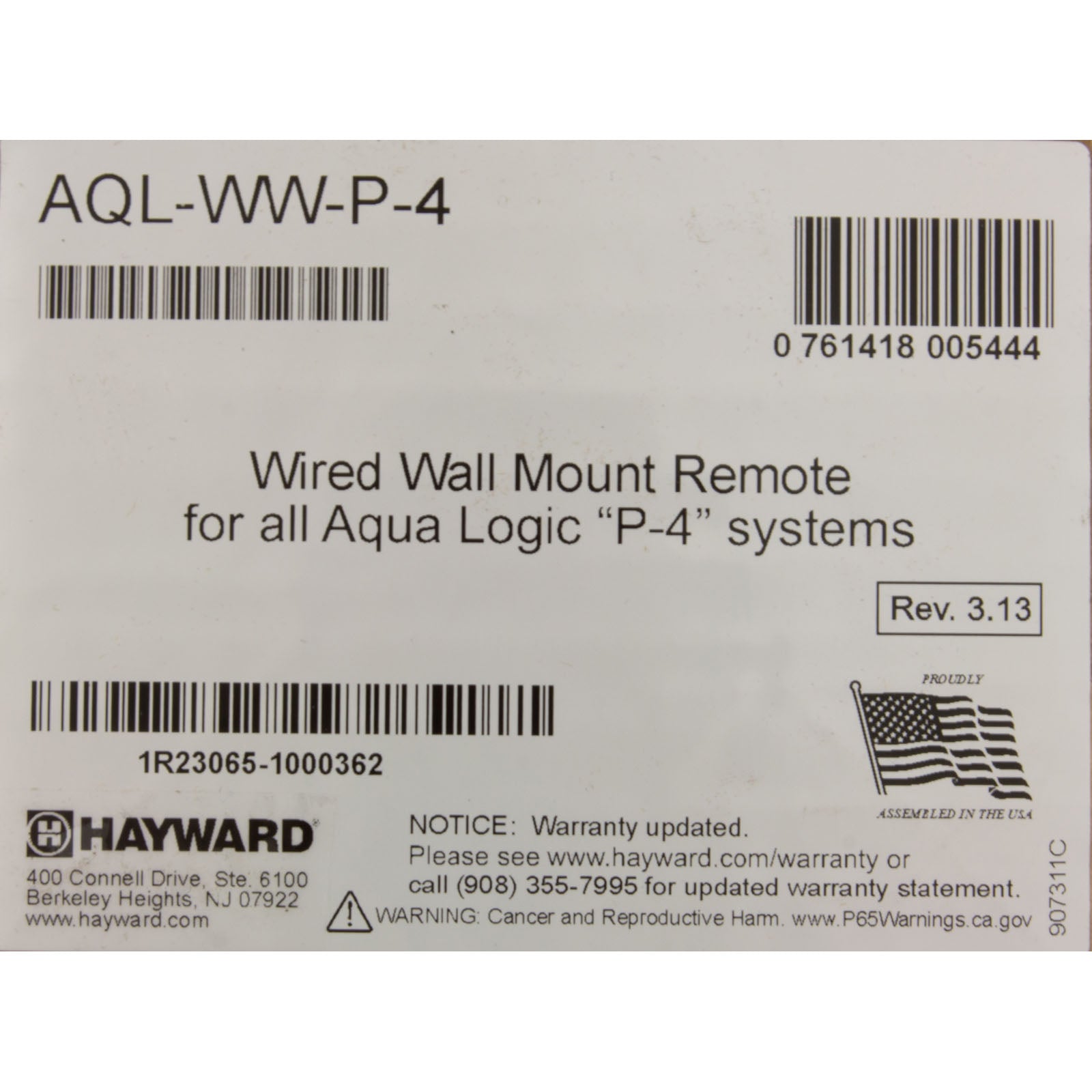 HAYWARD Hayward AQL-WW-P-4 Remote-Wired Wall Mount | AQL-WW-P-4