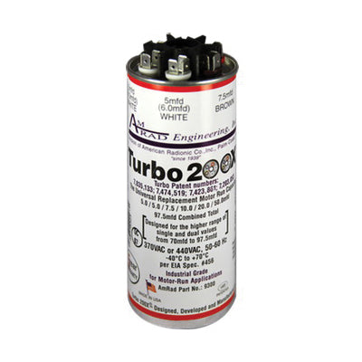 AMRAD Amrad TURBO200X Motor Run Capacitor, 97.5 uF, 370/440 VAC