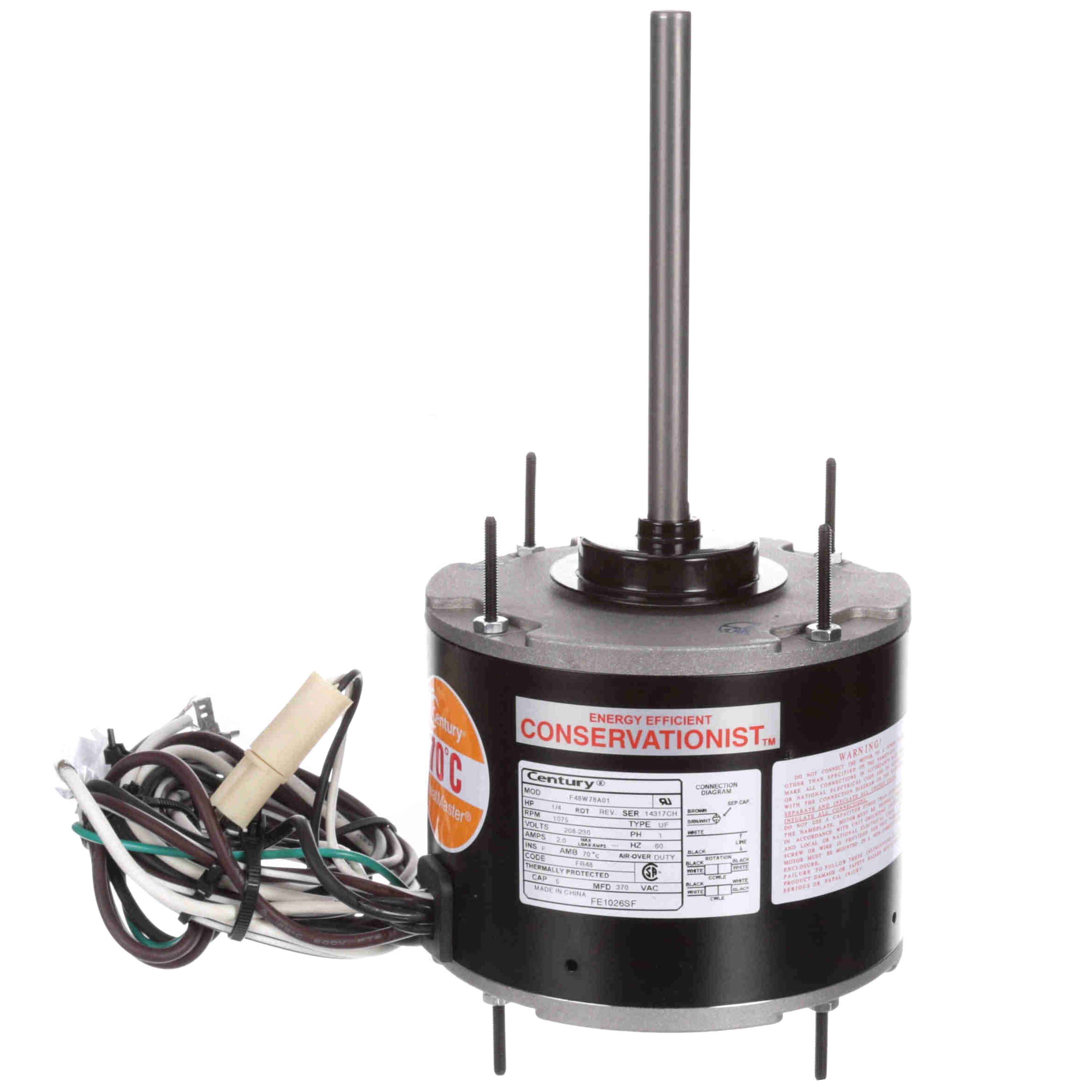 CENTURY MOTORS Regal Rexnord - Century Motors FE1026SF 1/4hp 1075rpm Condenser Fan Motor