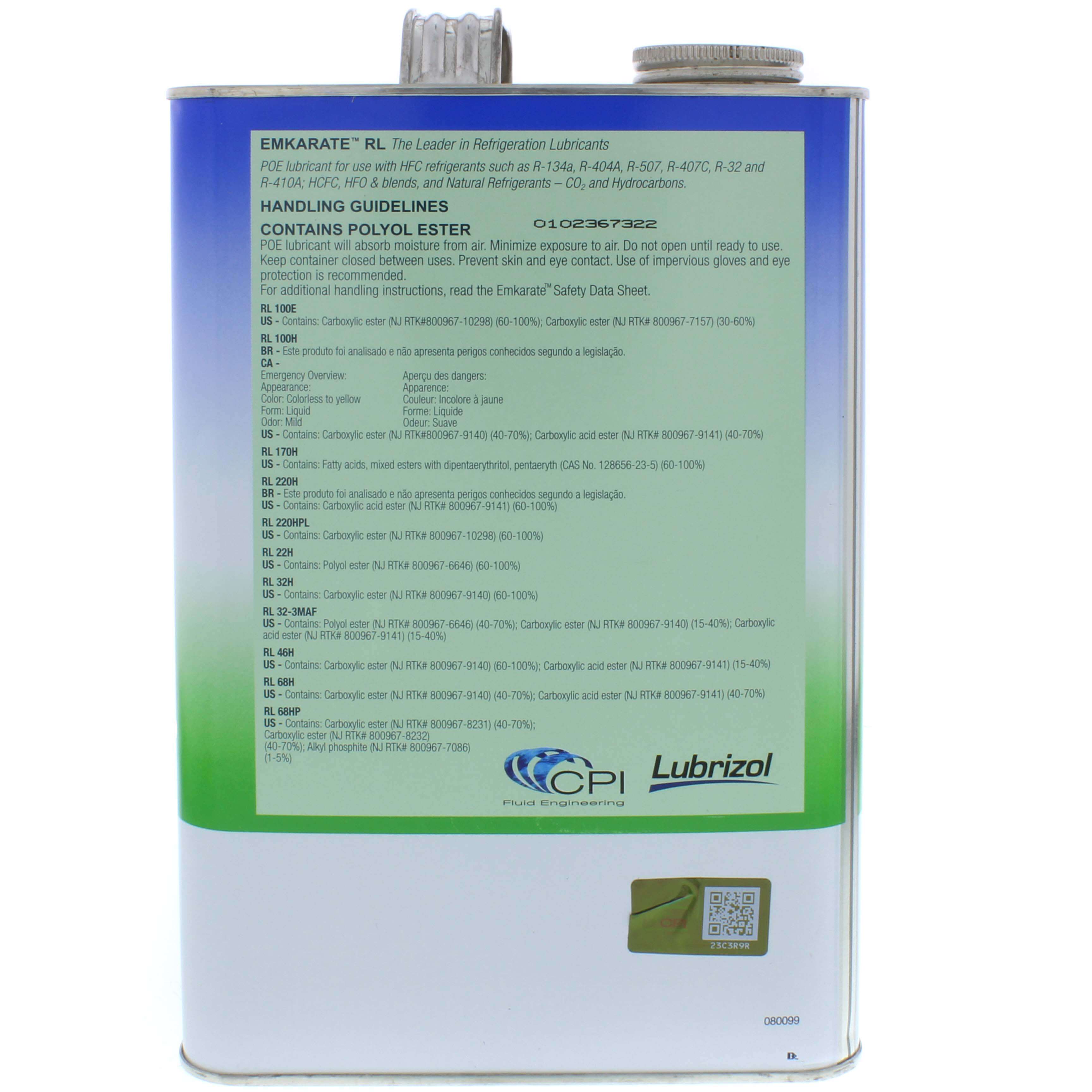 NU-CALGON Nu-Calgon 4314-46 Refrigeration Mineral Oil 1 Gal Can RL32H POE Oil