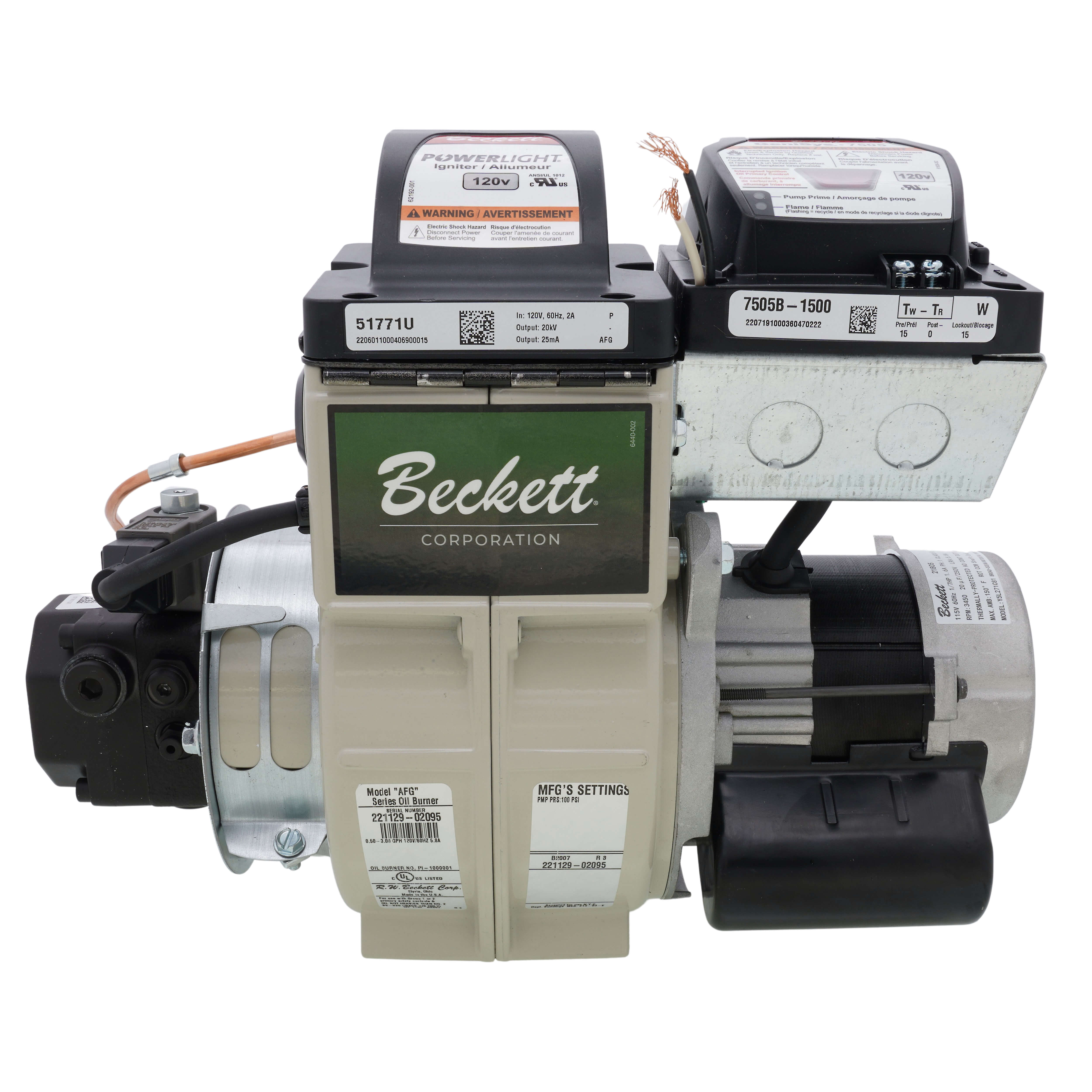 RW BECKETT Beckett B2007 1/4 hp 120V 3450 Oil Burner Motor