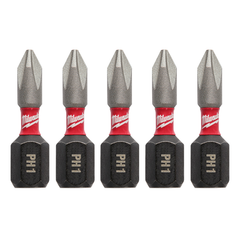 Milwaukee 48-32-4661 SHOCKWAVE Impact Phillips #1 Insert Bits (5 Pack)
