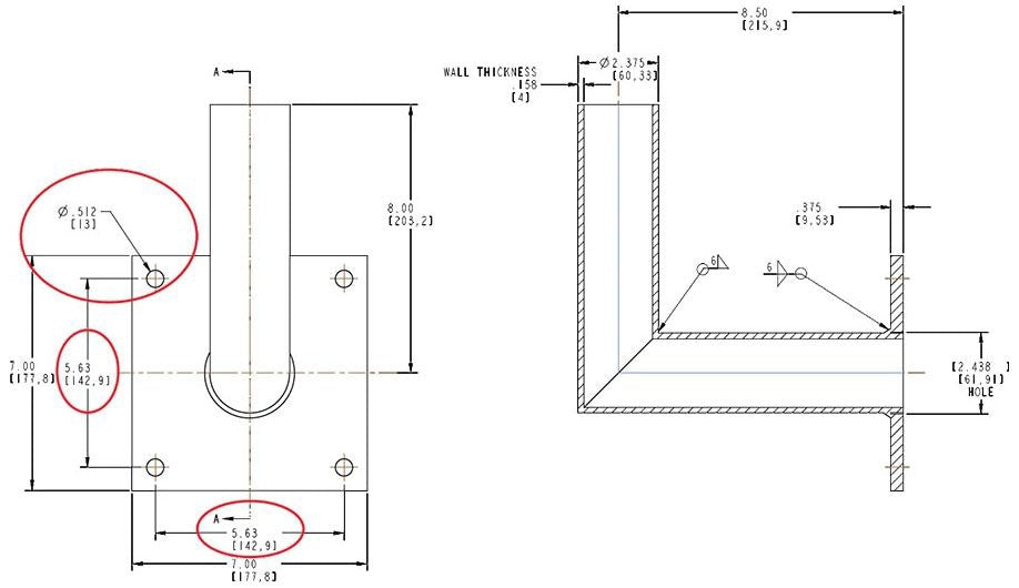 RAB RAB MAB Right Angle Bullhorn Bracket, For Use With Floodzilla, Megaflood and Flexflood HID Floodlight Fixture, 4 EPA Max Capacity, Steel, Bronze