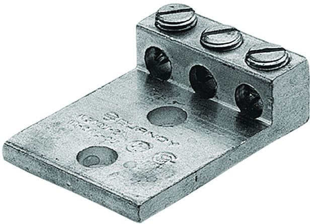 BURNDY BURNDY K3A25U2 Aluminum Universal Terminal, 3 Conductor, 2 Hole, 14-1/0 AWG (Str), 3/8 Stud, 1 Stud Hole Spacing, 3 Screws