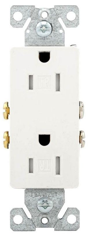 EATON Eaton TR1107W Tamper Resistant Decorator Receptacle 15A 125V NEMA 5-15R