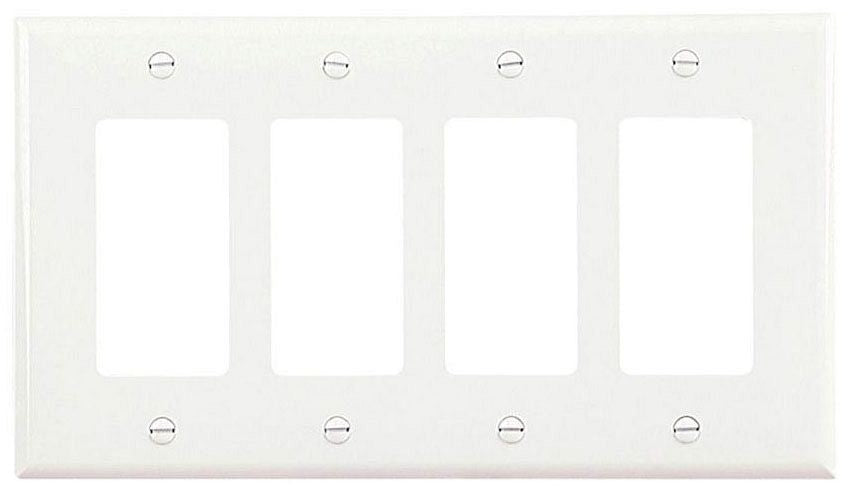 EATON Cooper Wiring Devices PJ264W MID-SIZE WALLPLATES 4-GANG POLYCARBONATE WHITE