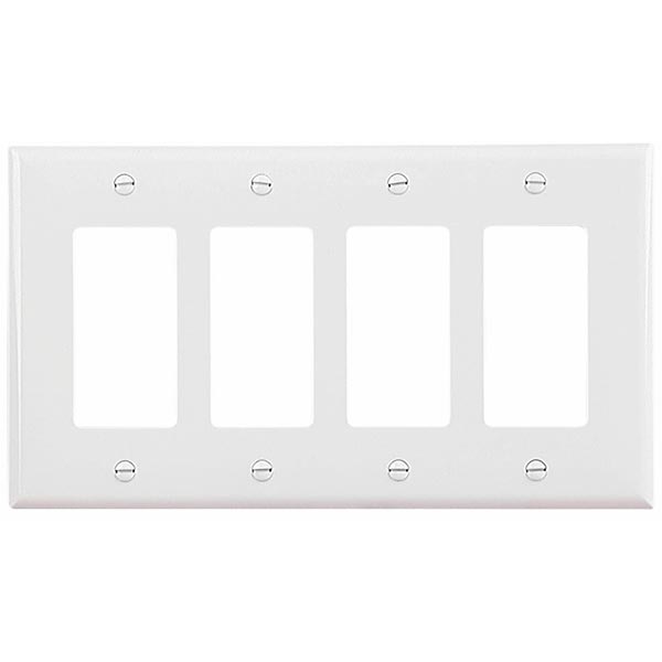 EATON Cooper Wiring Devices PJ264W MID-SIZE WALLPLATES 4-GANG POLYCARBONATE WHITE