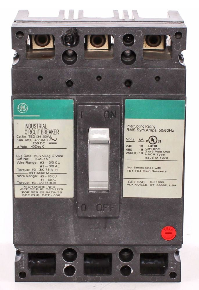 GENERAL ELECTRIC TED134100WL CIRCUIT BREAKERS