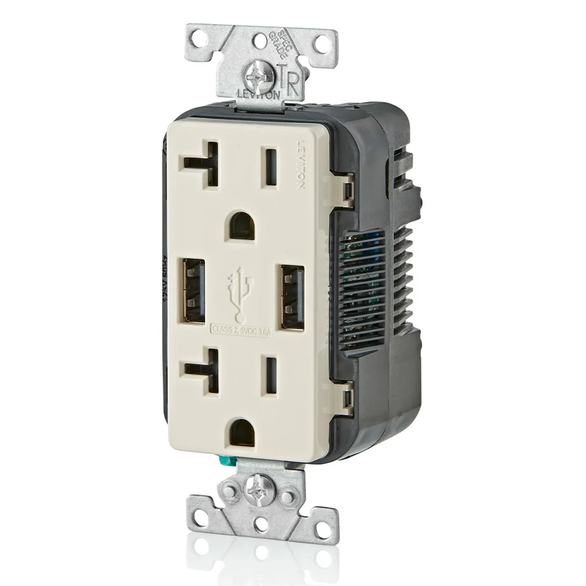 LEVITON Leviton T5832-T Combination Duplex Receptacle and USB Charger 20A 125V