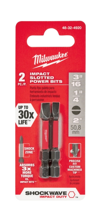 MILWAUKEE Milwaukee 48-32-4920 SHOCKWAVE Impact Duty Slotted #8/#10 Power Bits (2 Pack)