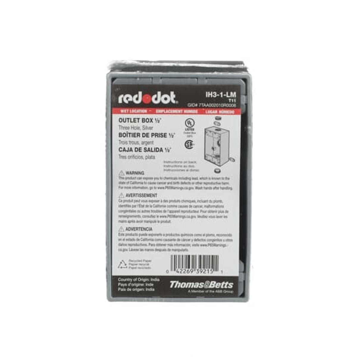 RED DOT IH3-1-LM PIPE FITTINGS