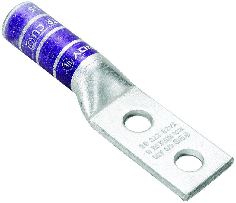 BURNDY BURNDY YA272N Compression Cable Lug 35kV 3/0 AWG 2-Hole 1-3/4 Hole Spacing