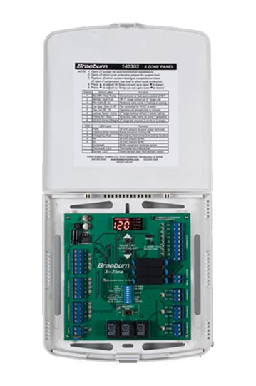 BRAEBURN SYSTEMS Braeburn 140303 Economy Series 3-Zone Control Panel 3H/2C (w/Supply Air Sensor)