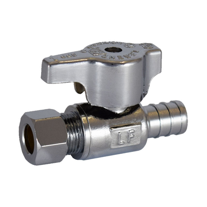 LEGEND VALVE Legend Valve 114-704NL 5/8 OD x 3/8 OD T-596NL No Lead Chrome Brass 1/4 Turn Straight Stop Valve