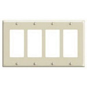 LEVITON Leviton 80412-NT 4-Gang Decora/GFCI Device Wallplate Standard Size Thermoplastic Nylon Replacement MPN