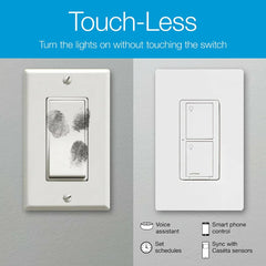 LUTRON Lutron P-BDG-PKG1WS Caseta Wireless Smart Switch Starter Kit, 120 V