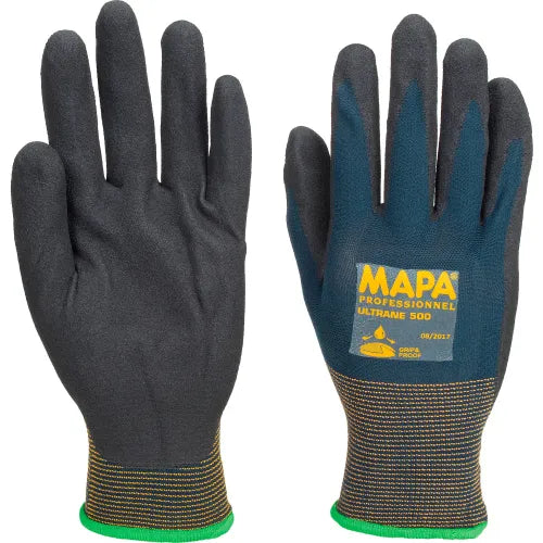 MAPA PROFESSIONAL MAPA Professional 500417 Ultrane 500 Grip & Proof Nitrile Palm Coated Gloves Lt Weight 1 Pair Size 7